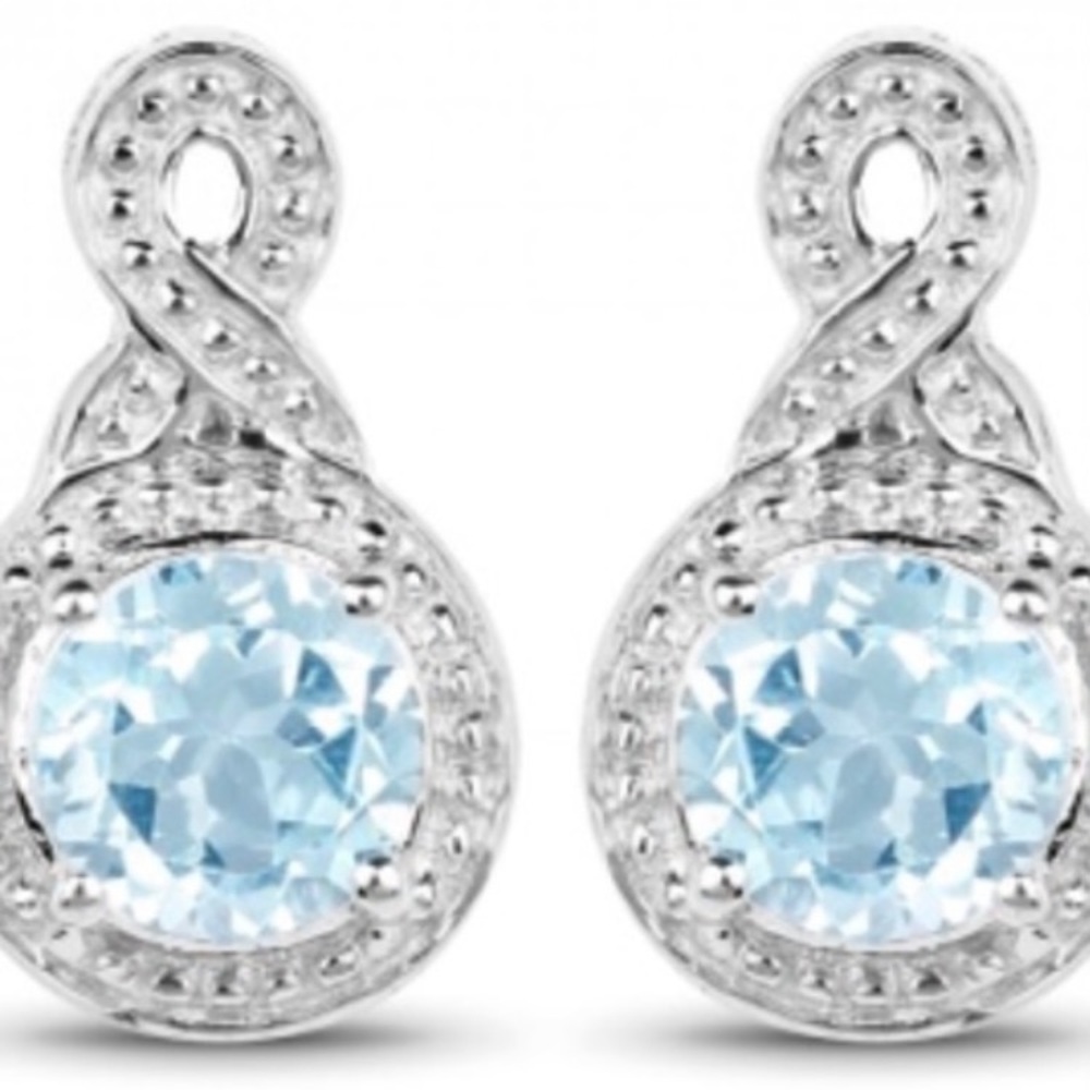 Blue Topaz w/Sterling Silver Earrings NWOT
